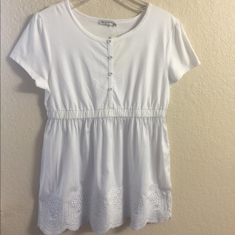 Hush Puppies White Baby Doll Top. Size 6